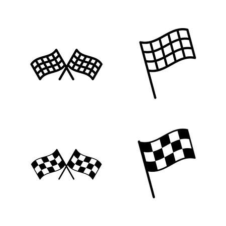 Racing flag icons vector. race flag sign and symbol.Checkered racing flag iconのイラスト素材