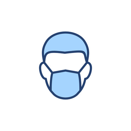Mask icon vector. Medical mask sign and symbol. Man face with mask icon. Safety breathing maskのイラスト素材