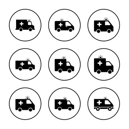 Ambulance icon vector. ambulance truck sign and symbol. ambulance carのイラスト素材