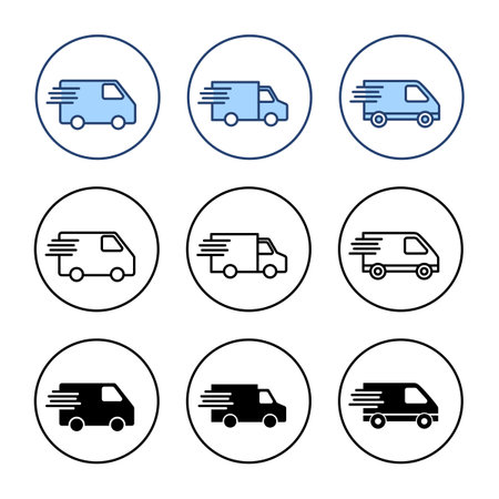 Delivery truck icon vector. Delivery truck sign and symbol. Shipping fast delivery iconのイラスト素材