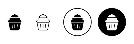 Cup cake icon vector. Cup cake sign and symbolのイラスト素材