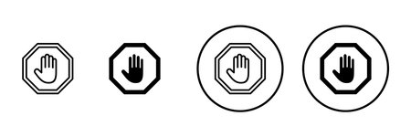 Stop icon vector. stop road sign. hand stop sign and symbol. Do not enter stop red sign with handのイラスト素材