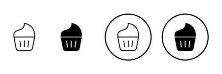Cup cake icon vector. Cup cake sign and symbolのイラスト素材