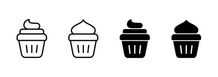 Cup cake icon vector. Cup cake sign and symbolのイラスト素材