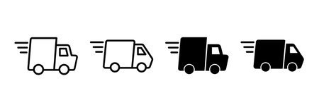 Delivery truck icon vector. Delivery truck sign and symbol. Shipping fast delivery iconのイラスト素材