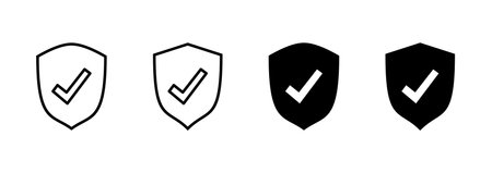 Shield check mark icon vector. Protection approve sign. Insurance iconのイラスト素材