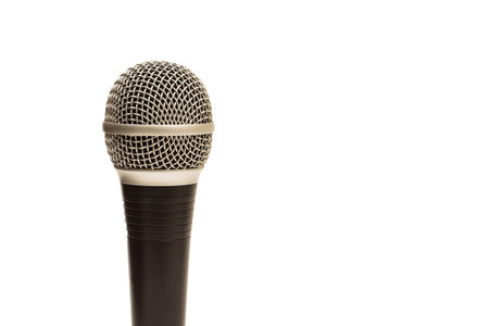 Dynamic microphone for vocals, concerts, podcasts, and voice recording. White background. Isolated.の写真素材