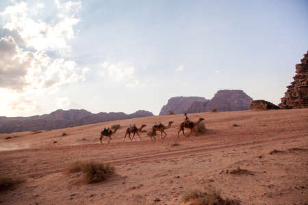 Majestic mountain desert of Wadi Rum in Jordanの写真素材