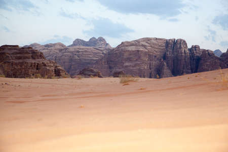 Majestic mountain desert of Wadi Rum in Jordanの写真素材