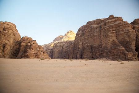Majestic mountain desert of Wadi Rum in Jordanの写真素材