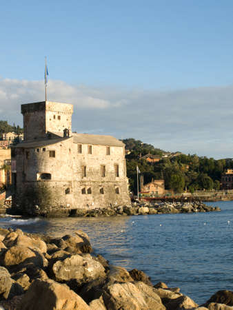 The castle on the sea is located in the Ligurian town of Rapallo, near Genoa The manor is in place, unlike other castles and fortresses in Liguriaの写真素材