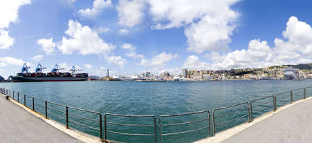 overview of the port of Genoaの写真素材