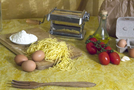 ingredients for fettuccineの写真素材