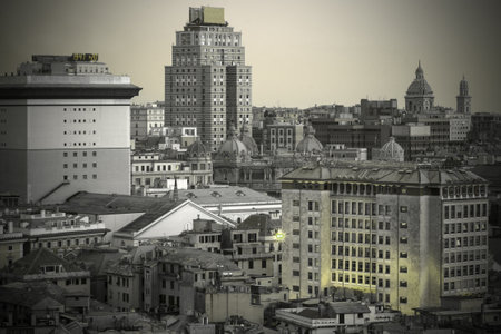 Skyline of Genova  after the sunsetのeditorial素材