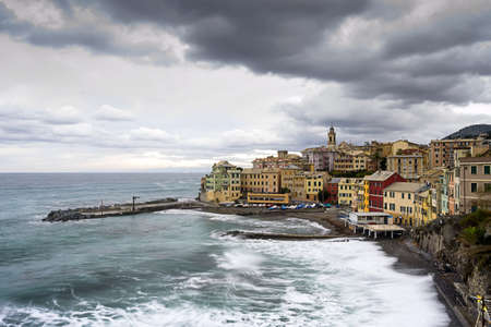 overview of Bogliasco ,small village in Mediterranean sea, Italy の写真素材