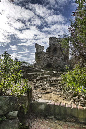 The Saracen tower in Punta Manara, Sestri Levante, Liguria, Italyの写真素材