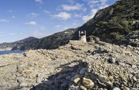 Punta Chiappa in Portofino natural park, Liguria, Italy の写真素材