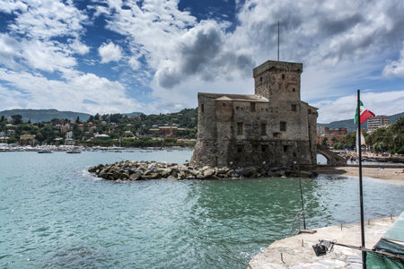 castle in Rapallo located on the Ligurian coast of Italyのeditorial素材