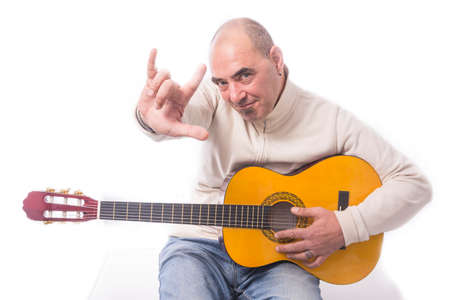 Man plays the classic guitarの写真素材