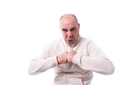 Man shows his strengthの写真素材