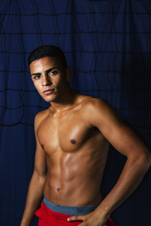 Young african man look at camera during the trainingの写真素材