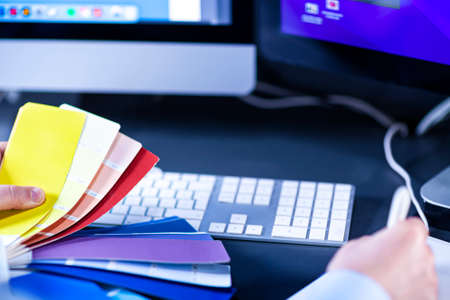 Graphic designer drawing on graphics tabletの写真素材