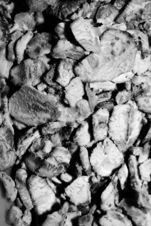 High contrast Black and white macro photography texture backgrounds, steel cut oatsの写真素材