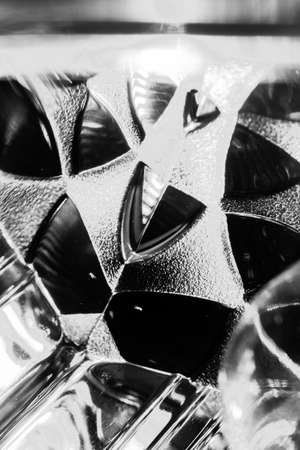 High contrast Black and white macro photography texture backgrounds, vehicle reverse light bulbの写真素材