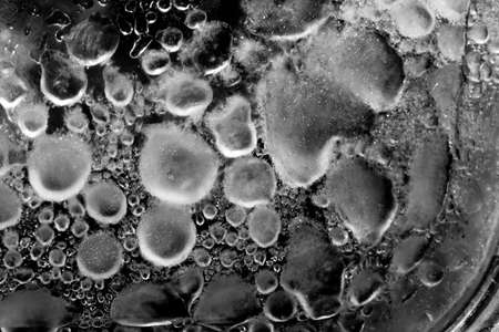 High contrast Black and white macro photography texture backgrounds, frozen water droplets and ice crystalsの写真素材
