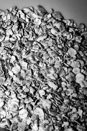 High contrast Black and white macro photography texture backgrounds, steel cut oatsの写真素材