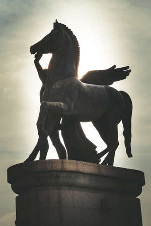 View of horse monuments in Verona, Verona, Italy, Europeの写真素材