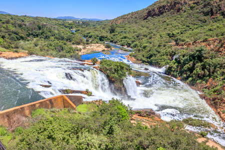 Hartbeespoort Dam wall and spillway, North West Province, South Africaの写真素材
