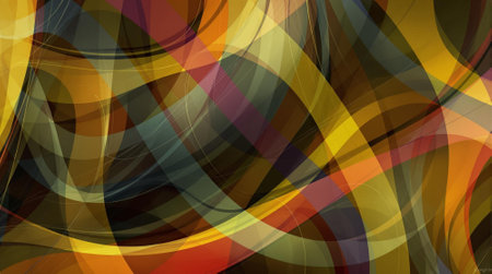 abstract colorful background with waves and lines in yellow, orange and brown colorsの写真素材
