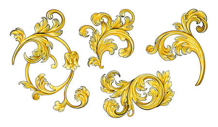 Gold monograms isolated on white background.の写真素材