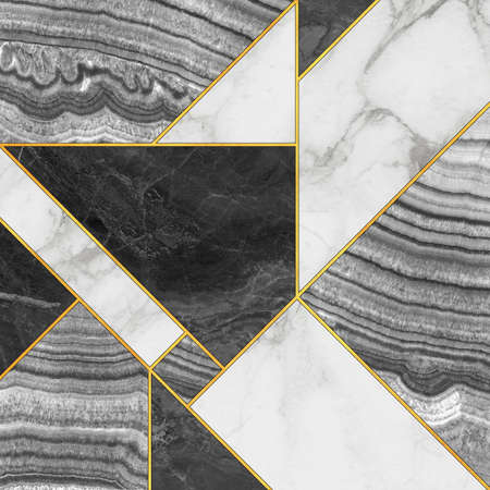 Abstract background, modern mosaic tiles, creative textures of marble granite onyx and gold, marbled surface, fashion marbling illustrationの写真素材