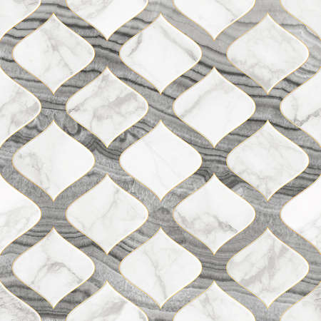 Abstract background, modern mosaic tiles, creative textures of marble granite onyx and gold, marbled surface, fashion marbling illustrationの写真素材