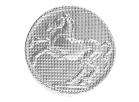 coin with horse 3D illustration on white backgroundの写真素材