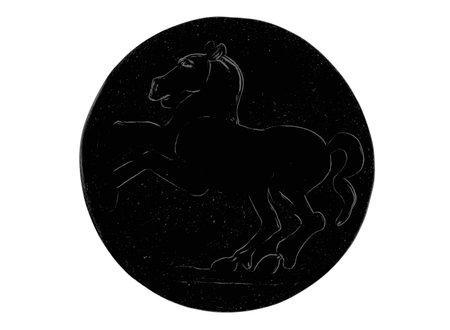 coin with horse 3D illustration on white backgroundの写真素材