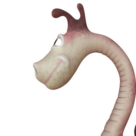 3d illustration of cute dragon on white backgroundの写真素材