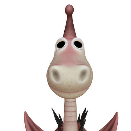3d illustration of cute dragon on white backgroundの写真素材