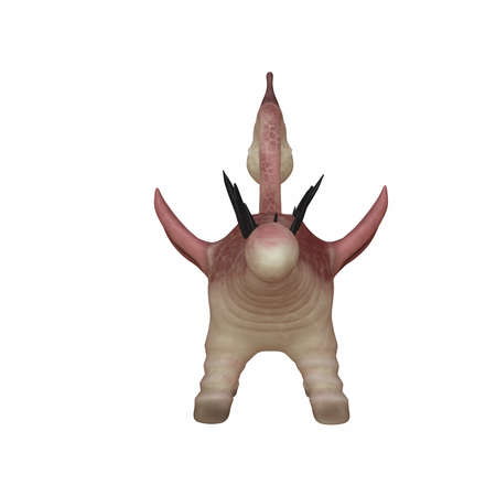 3d illustration of cute dragon on white backgroundの写真素材