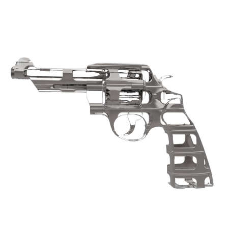 3D illustration abstract of revolver on white backgroundの写真素材