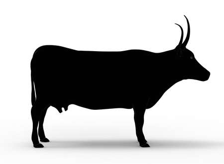 3D illustration of the cow, on white background isolated, with shadowの写真素材
