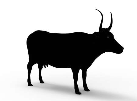 3D illustration of the cow, on white background isolated, with shadowの写真素材