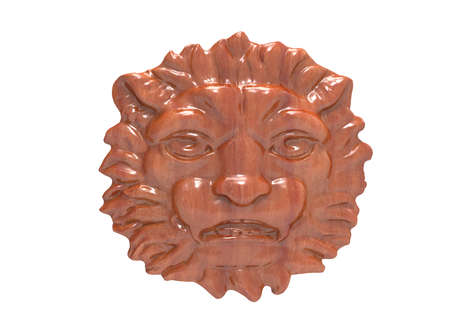 3d illustration of metal head of a lion.の写真素材