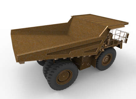3d illustration of mine vehicle machine, on white background isolated with shadow.の写真素材