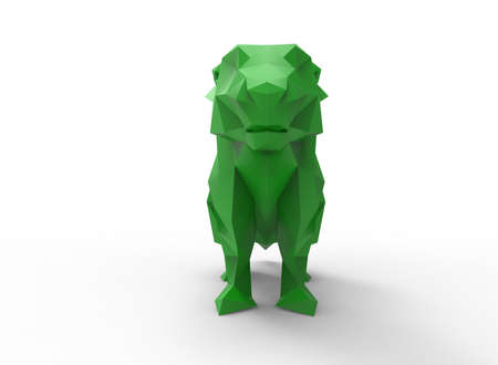 prairie dog character. cartoon low poly 3D illustration of animal. green gamma triangles and polygons on white background isolated with shadow.の写真素材