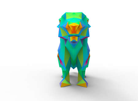 prairie dog character. cartoon low poly 3D illustration of animal. rainbow gamma triangles and polygons on white background isolated with shadow.の写真素材