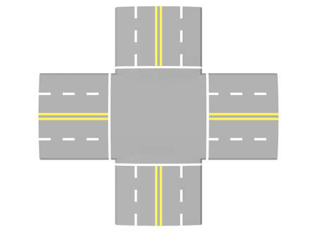 3d illustration of simple road intersection.の写真素材