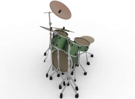 3d illustration of drum set. white background isolated. icon for game web. kit for drummers.  percussion instruments. trap set.の写真素材